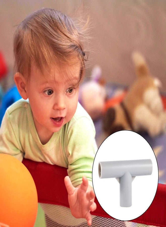 XIHIRCD قطعتان من وصلات على شكل حرف T لأجزاء حظيرة لعب الأطفال، قطع غيار لحظيرة لعب الأطفال، وصلة على شكل حرف T بقطر داخلي 0.7 بوصة، ملحقات حظيرة لعب الأطفال ثلاثية الاتجاهات - Image 5